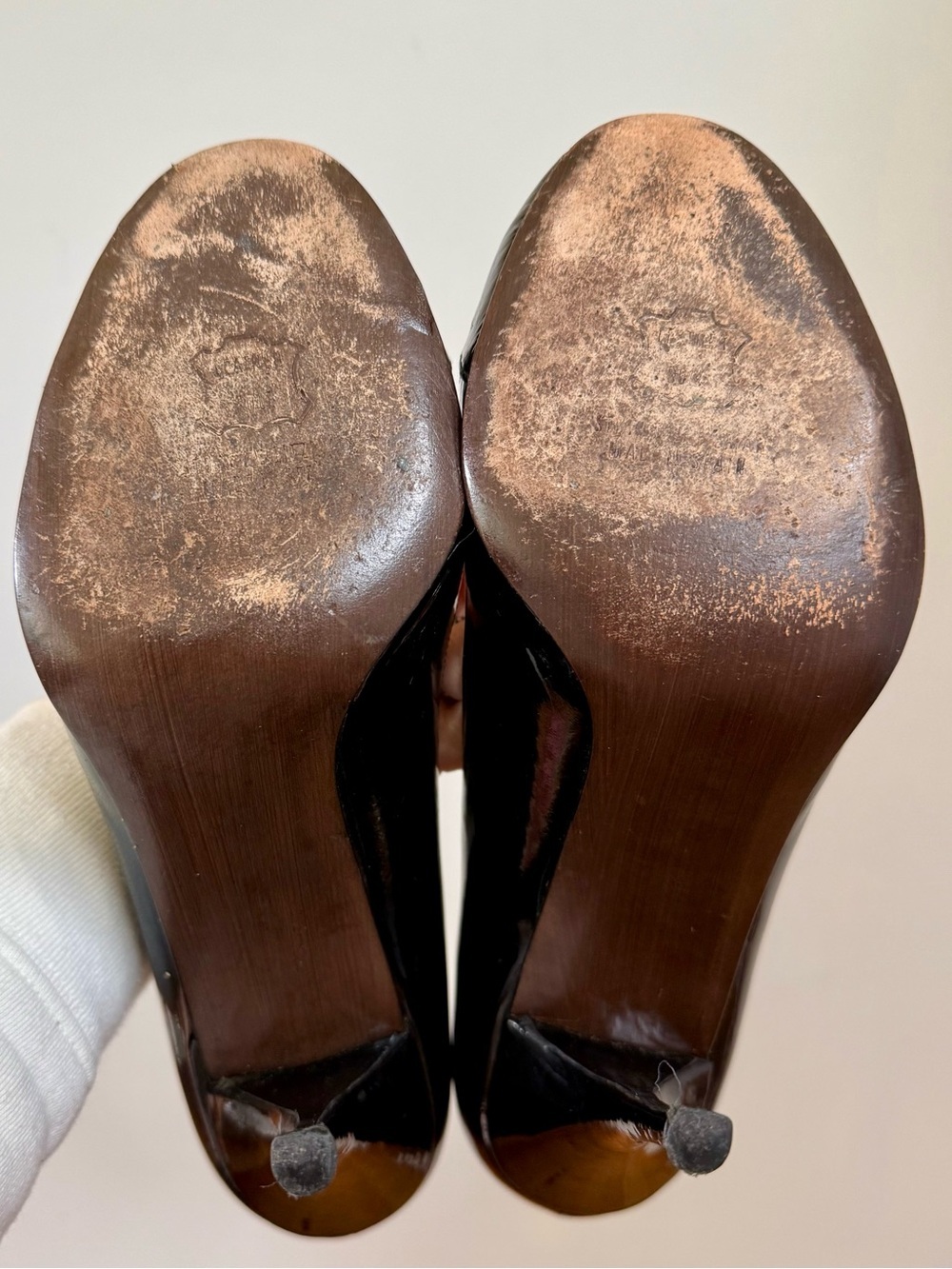 Stuart Weitzman Patent Leather Peep Toe Pumps | Size 9 - Picture 8 of 8